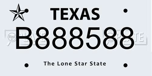 B888588 Texas License Plate
