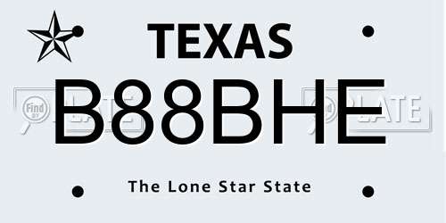 B88BHE Texas License Plate