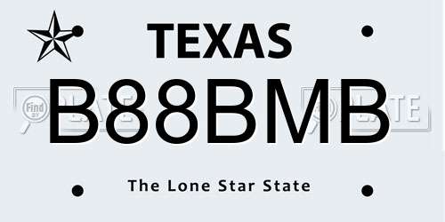 B88BMB Texas License Plate