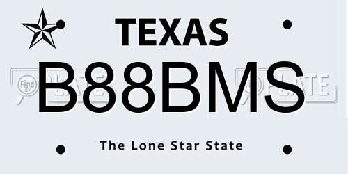 B88BMS Texas License Plate