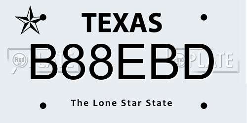 B88EBD Texas License Plate