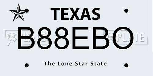 B88EBO Texas License Plate