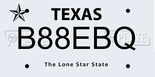 B88EBQ Texas License Plate
