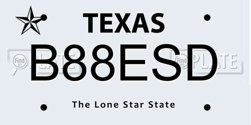 B88ESD Texas License Plate