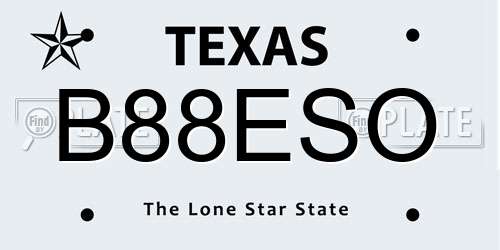 B88ESO Texas License Plate