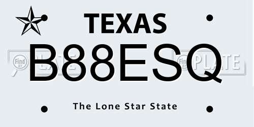 B88ESQ Texas License Plate