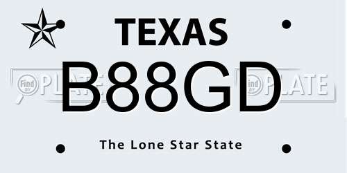 B88GD Texas License Plate