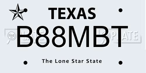 B88MBT Texas License Plate