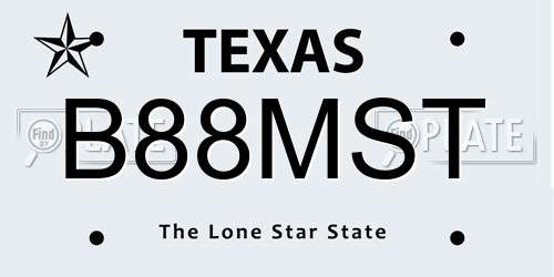 B88MST Texas License Plate