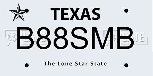 B88SMB Texas License Plate