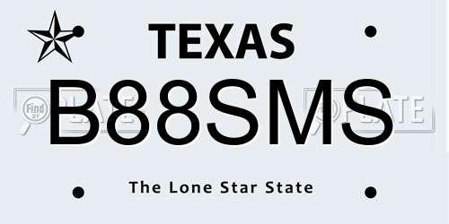 B88SMS Texas License Plate