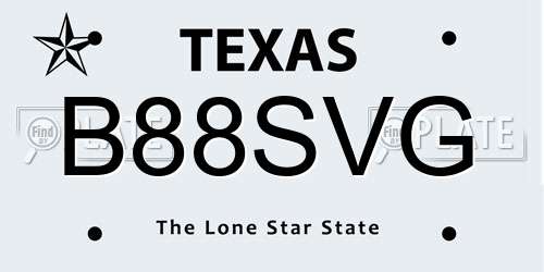 B88SVG Texas License Plate