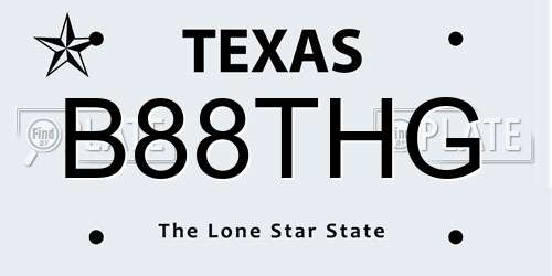 B88THG Texas License Plate