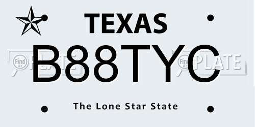 B88TYC Texas License Plate
