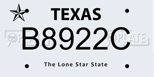 B8922C Texas License Plate