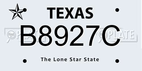 B8927C Texas License Plate