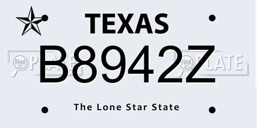 B8942Z Texas License Plate