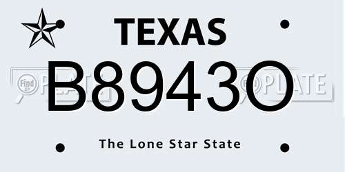 B8943O Texas License Plate