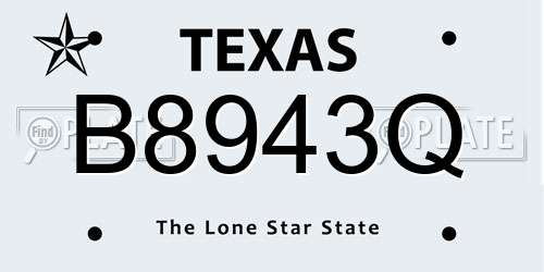 B8943Q Texas License Plate