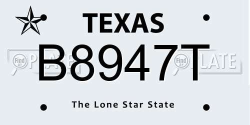 B8947T Texas License Plate