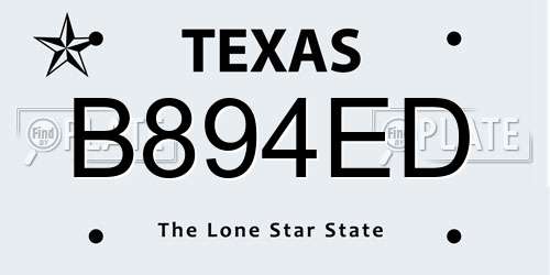 B894ED Texas License Plate