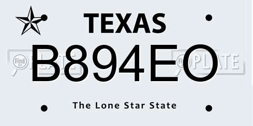 B894EO Texas License Plate