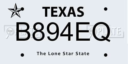 B894EQ Texas License Plate