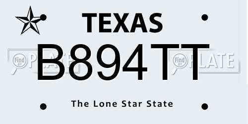 B894TT Texas License Plate