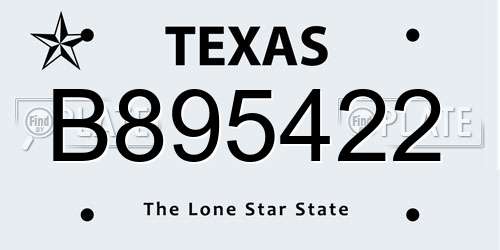B895422 Texas License Plate