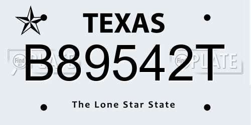 B89542T Texas License Plate