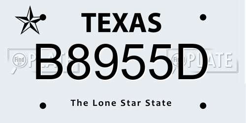 B8955D Texas License Plate