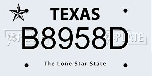 B8958D Texas License Plate
