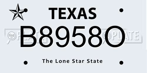 B8958O Texas License Plate