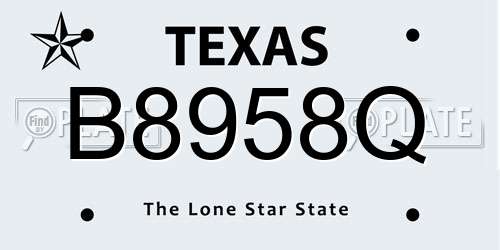 B8958Q Texas License Plate