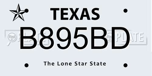 B895BD Texas License Plate