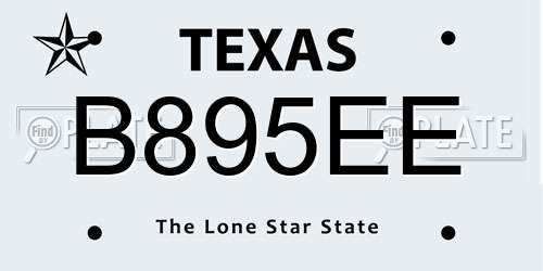 B895EE Texas License Plate