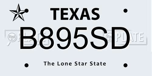 B895SD Texas License Plate