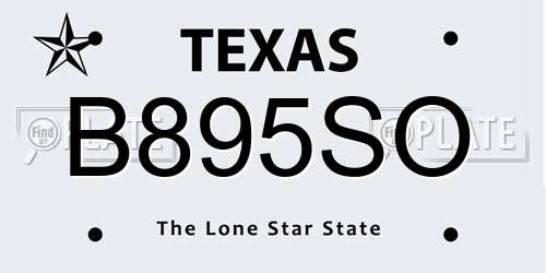 B895SO Texas License Plate