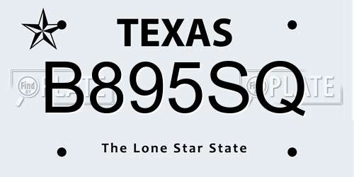 B895SQ Texas License Plate