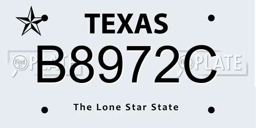 B8972C Texas License Plate