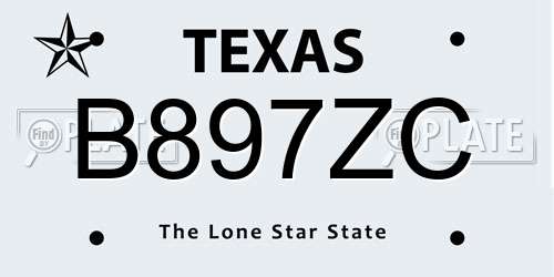 B897ZC Texas License Plate