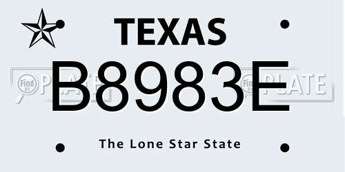 B8983E Texas License Plate