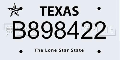 B898422 Texas License Plate