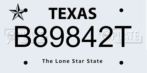 B89842T Texas License Plate