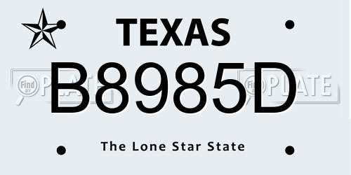 B8985D Texas License Plate