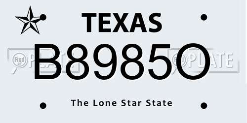 B8985O Texas License Plate
