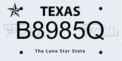 B8985Q Texas License Plate