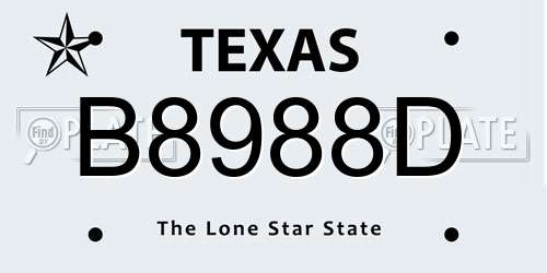B8988D Texas License Plate