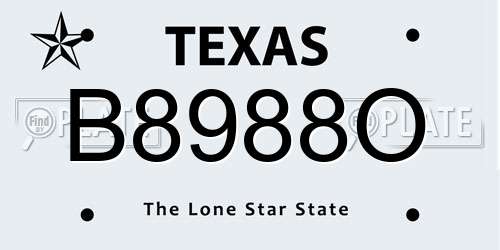 B8988O Texas License Plate