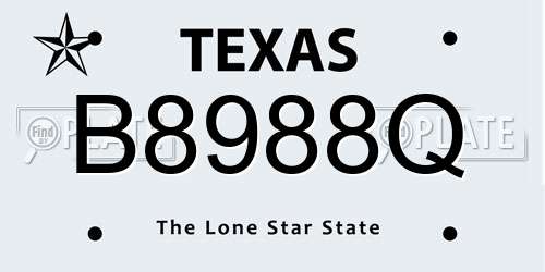 B8988Q Texas License Plate